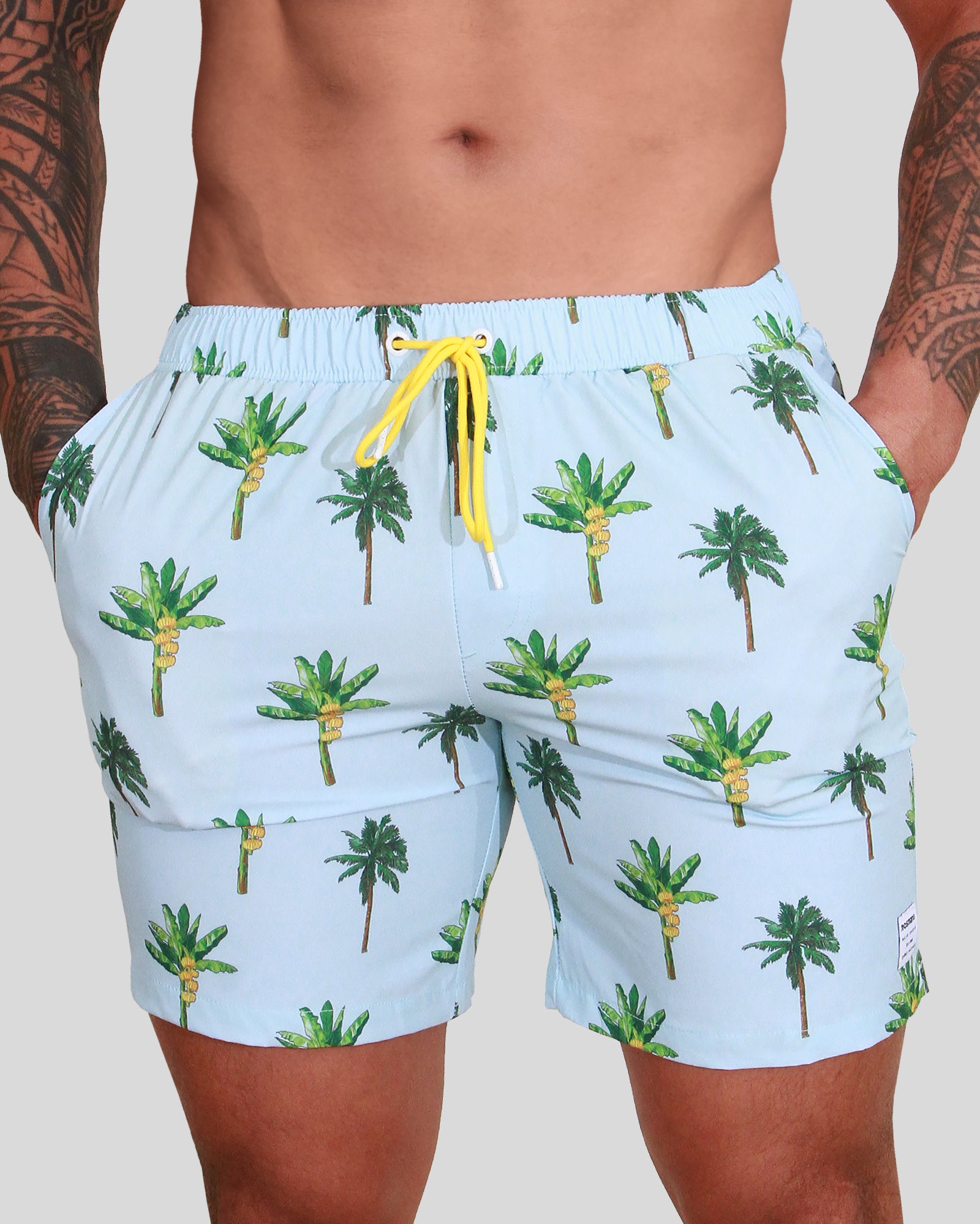 Men's Resort Swim Shorts - La Banana (Light Blue)