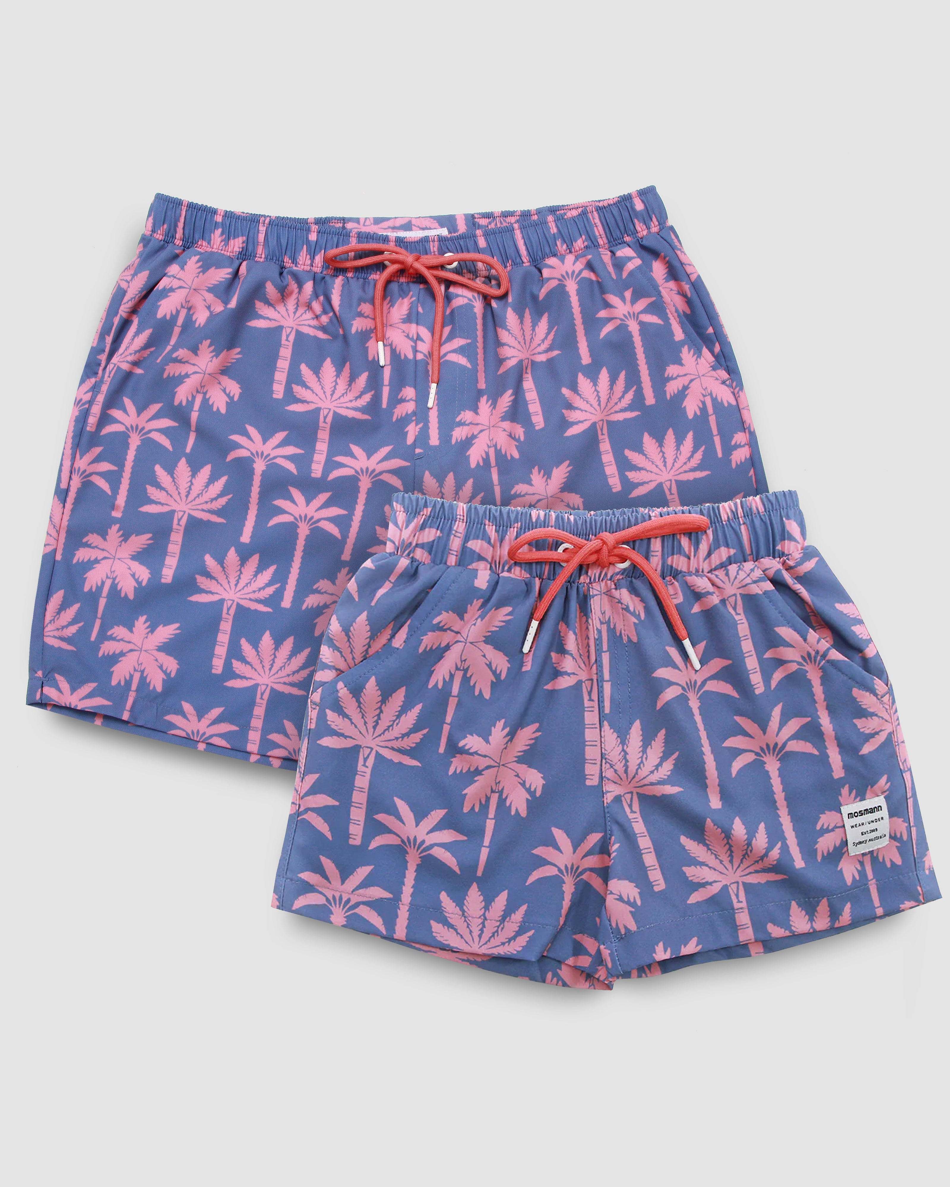 Father and Son Matching swim shorts - Palm Dreams
