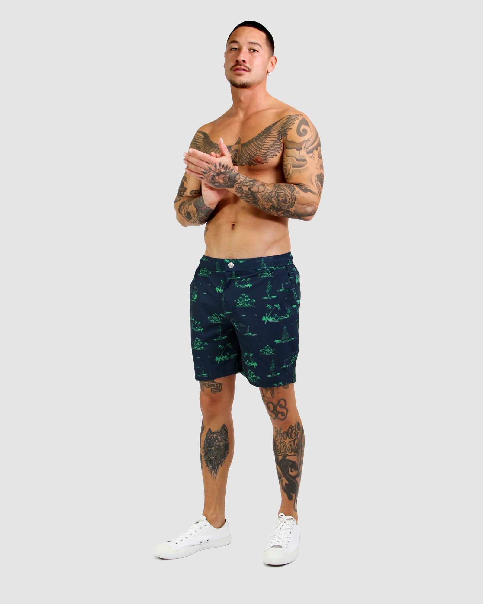 Summer Print Green Men's Resort Shorts