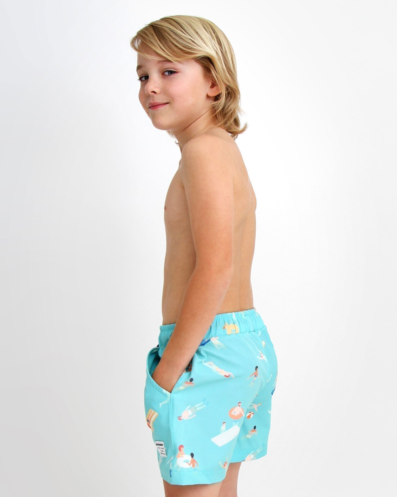 Boy's Swim Short Blue Pattern