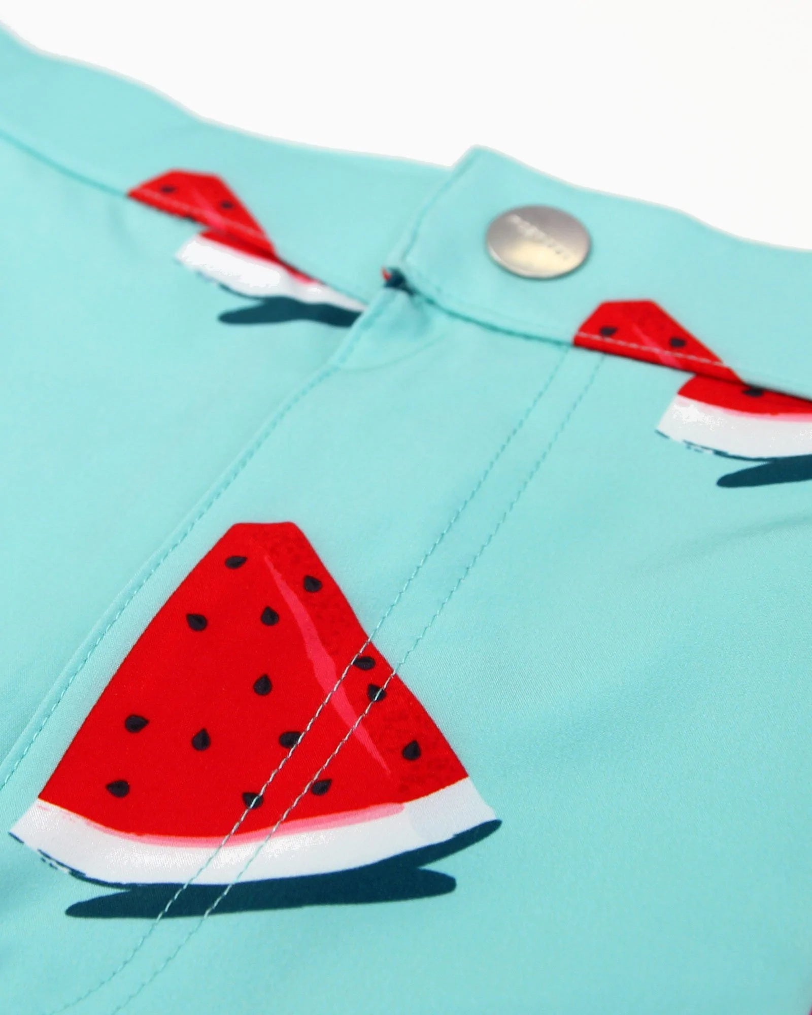 Front Button Blue watermelon Print Men's Swim Short