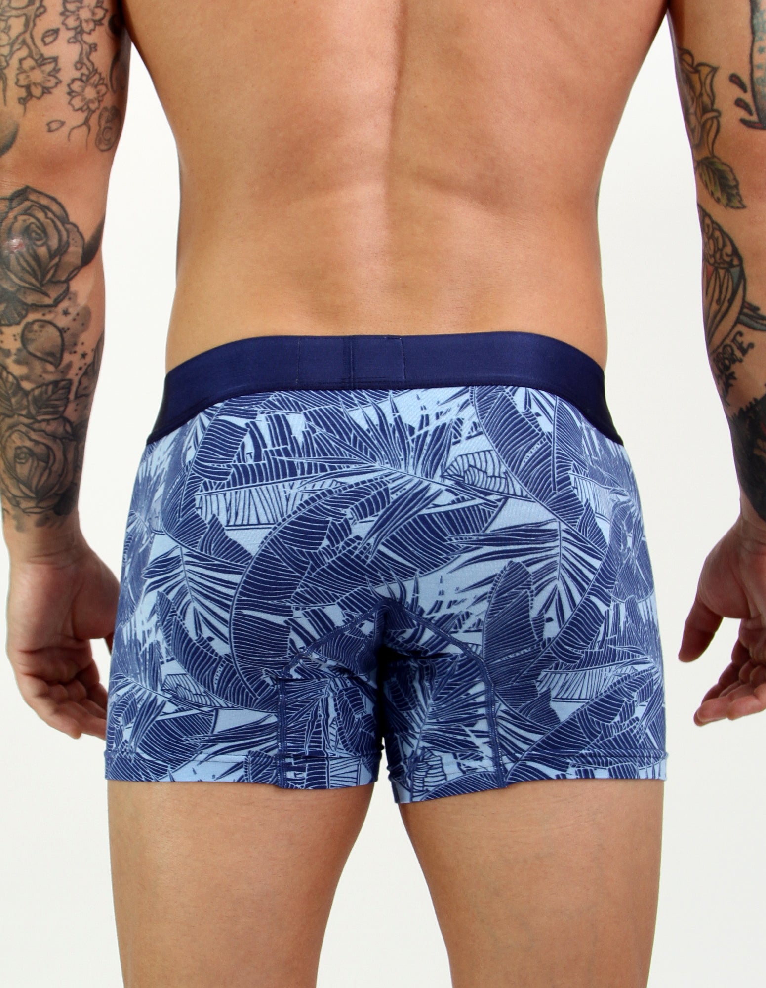 Blue adult men's boxes floral print