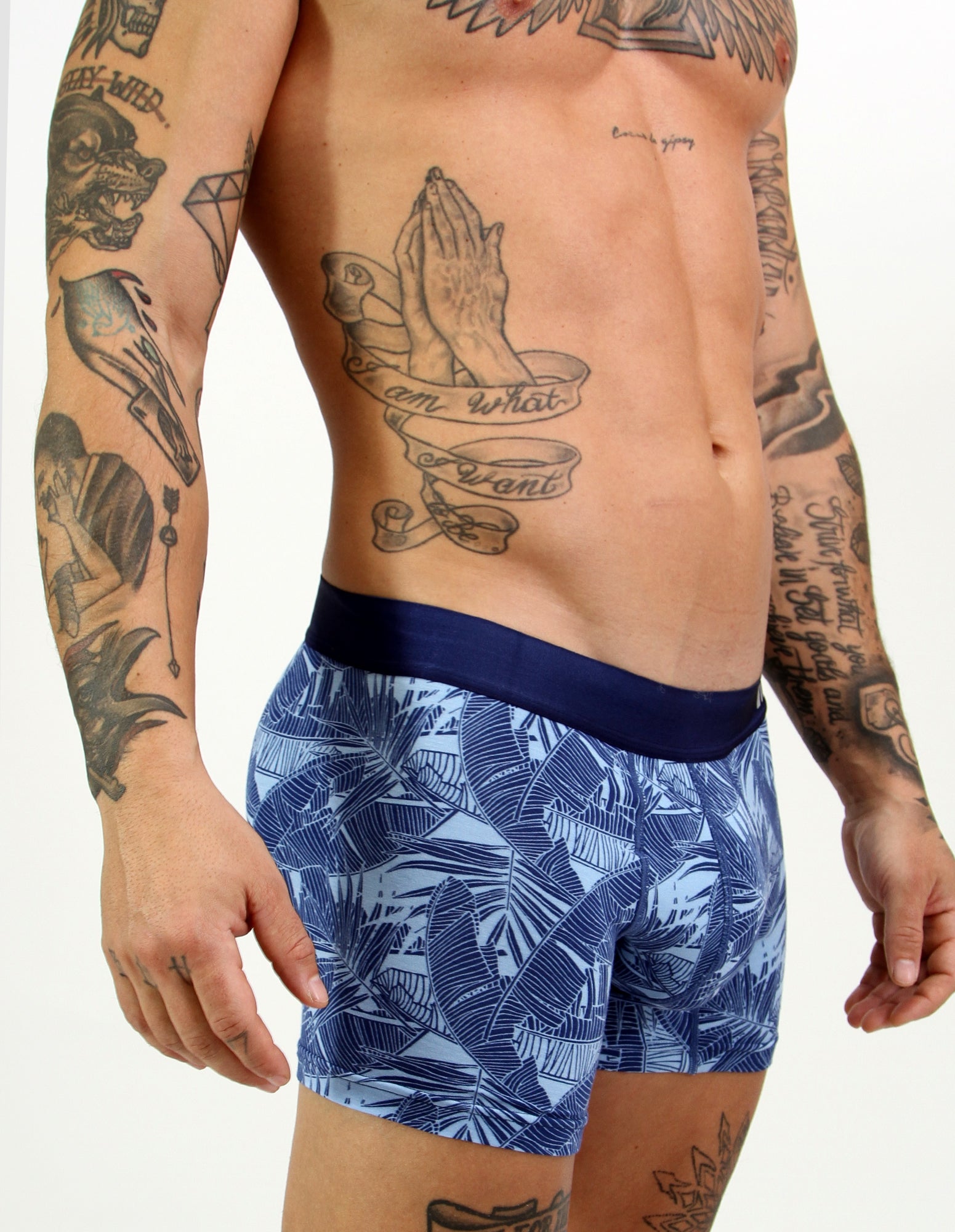 Blue men's boxes floral print
