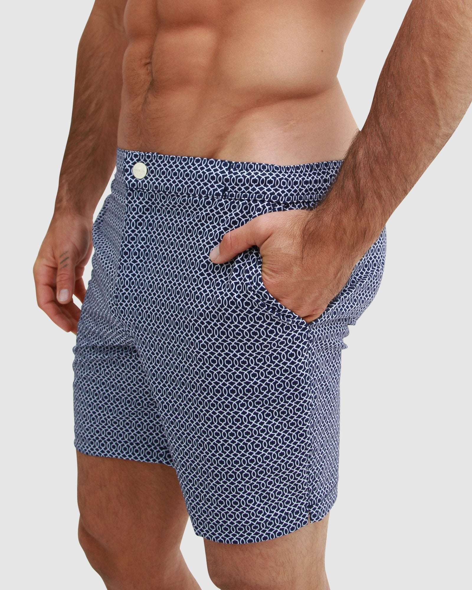 Soft Fine Material Black White men's Swim Short