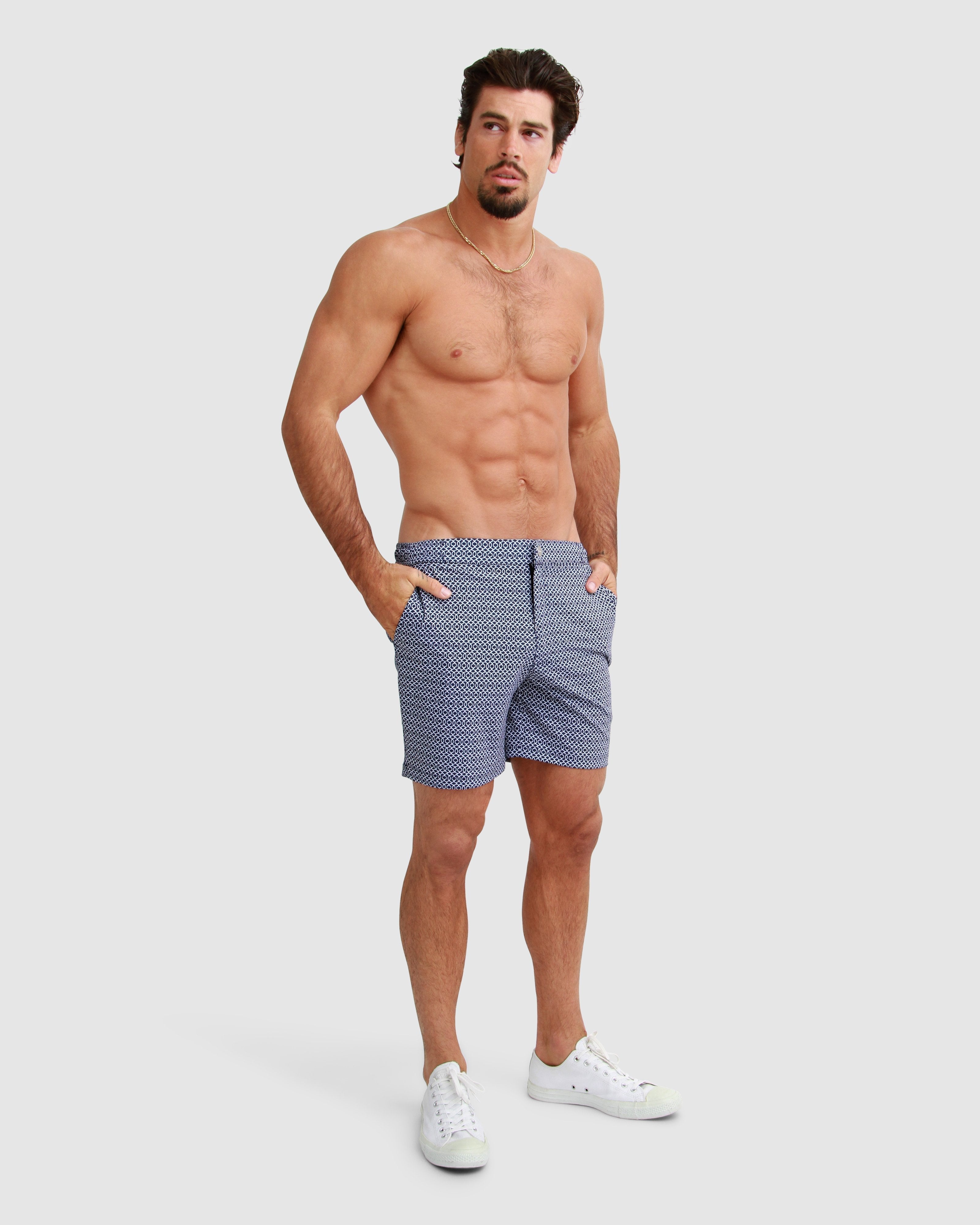 Quick Dry Black White men's Swim Short