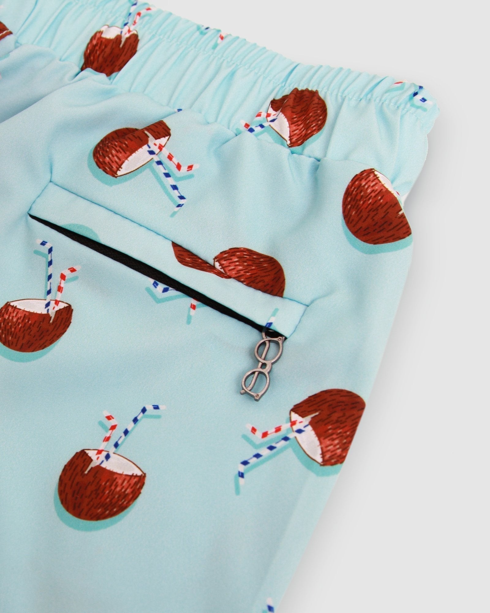 Light Blue Kid Swim Short Coconut Pattern