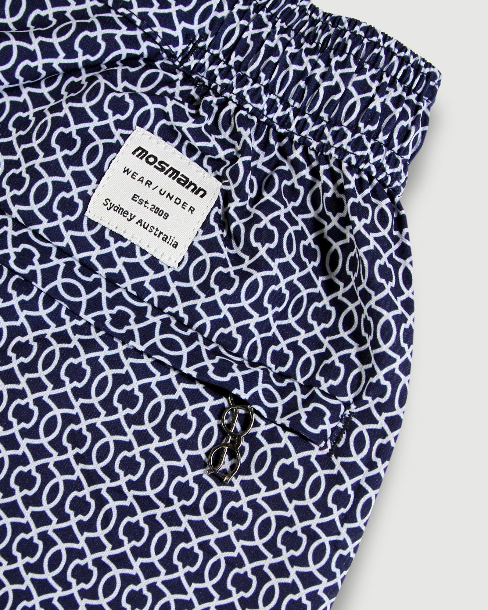 Back zipper Pocket Black White men's Swim Short