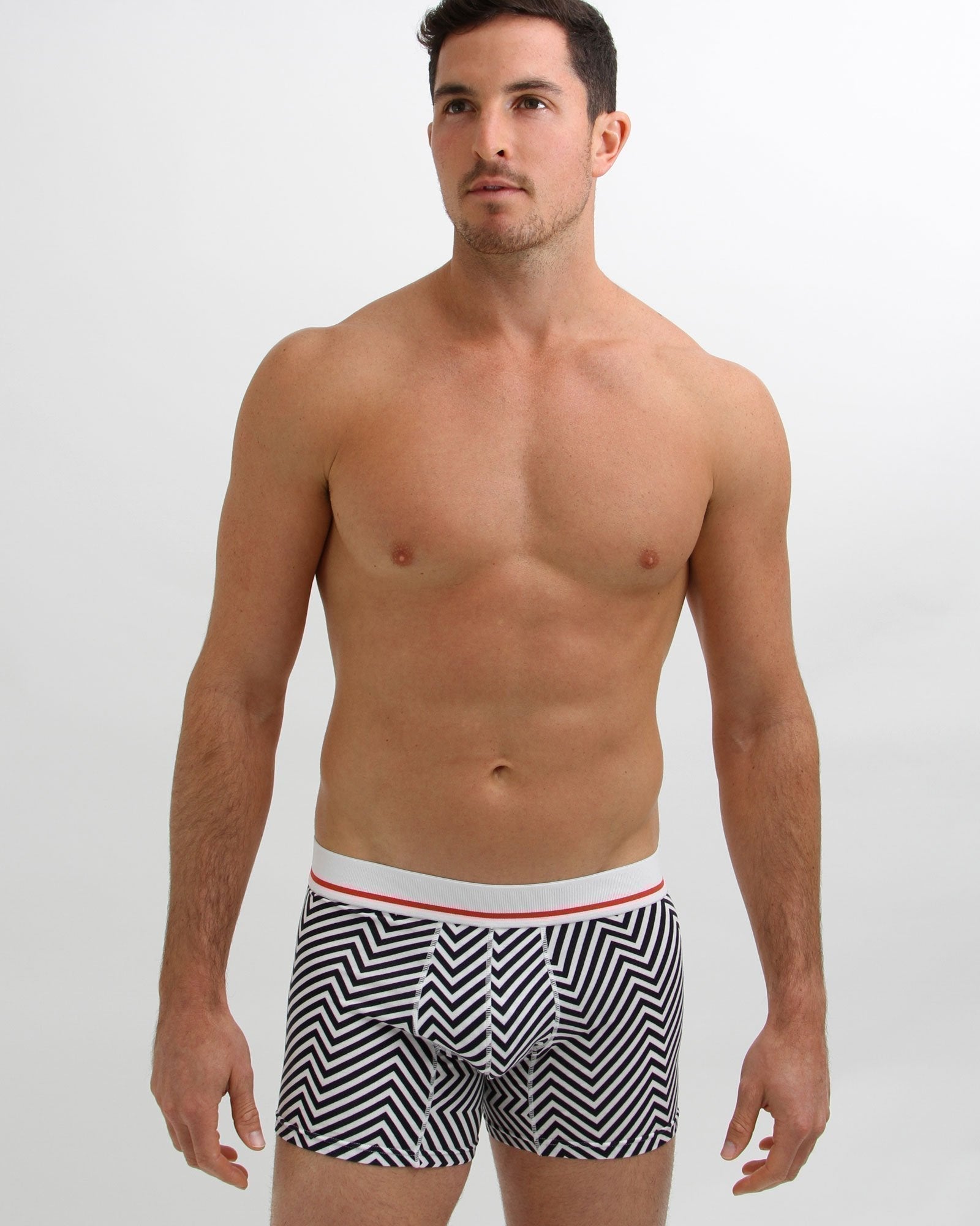 Black adult men's boxer white line