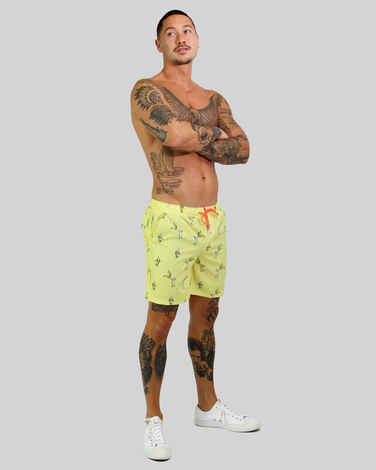 Banana Print Yellow Men's Summer Shorts