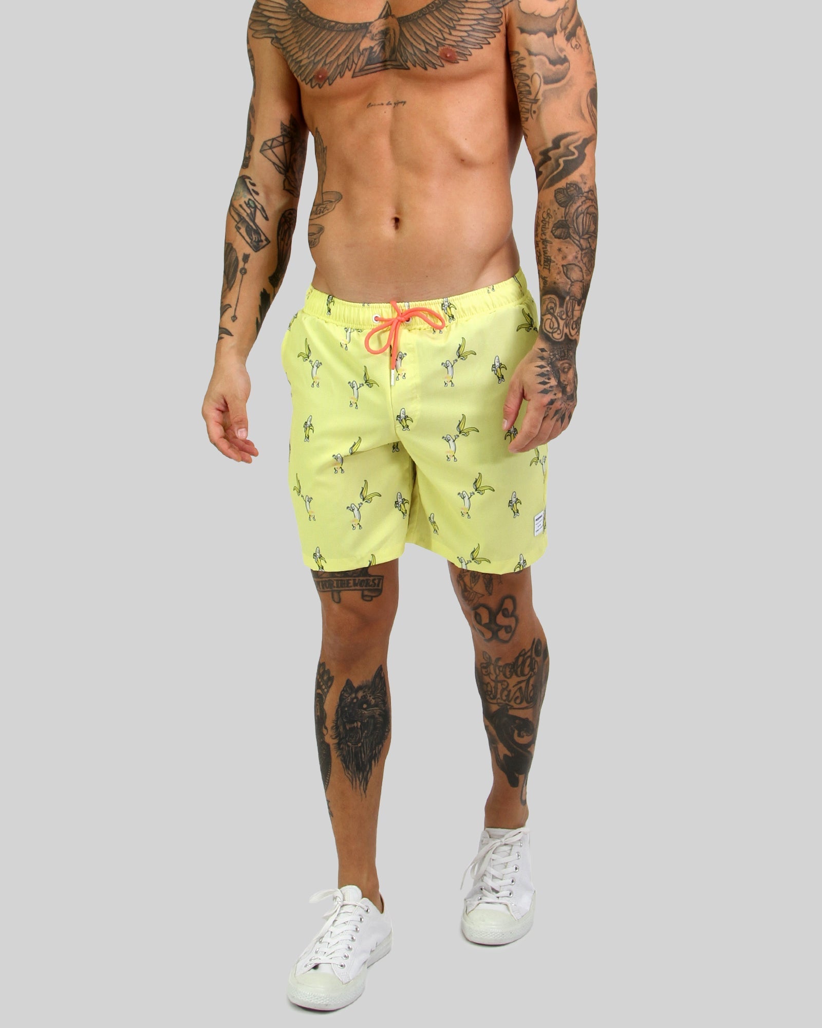 Fine Mesh yellow Banana Print Men's Swim Shorts