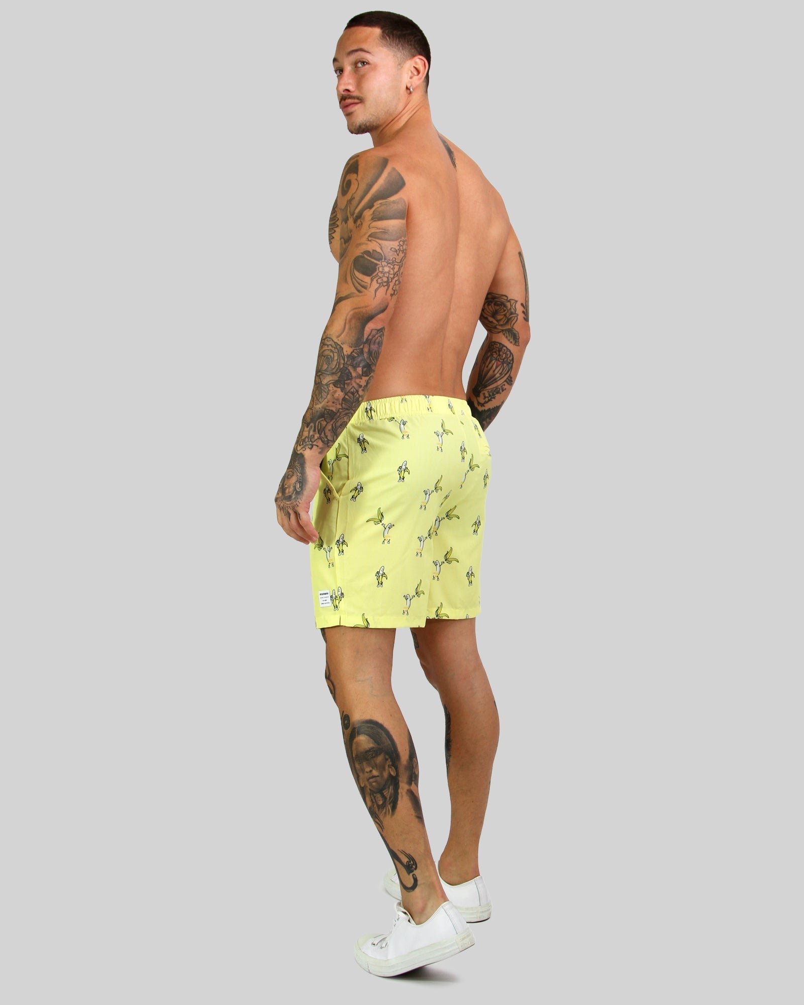 Quick Dry Banana Print 4 way stretch men's Swim Shorts