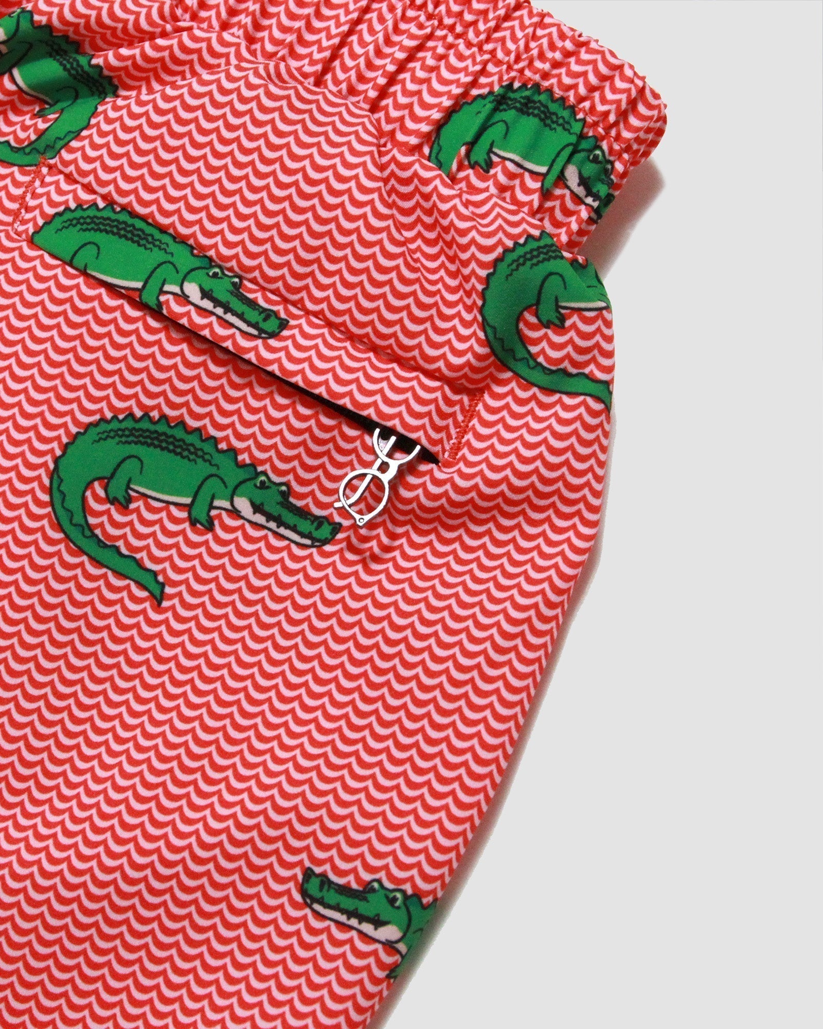 Red Boy's Swim Shorts Crocodile Print