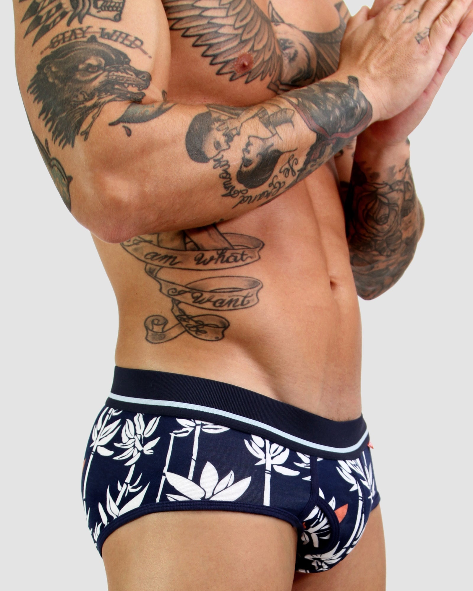 navy adult men's Underwear tropical print