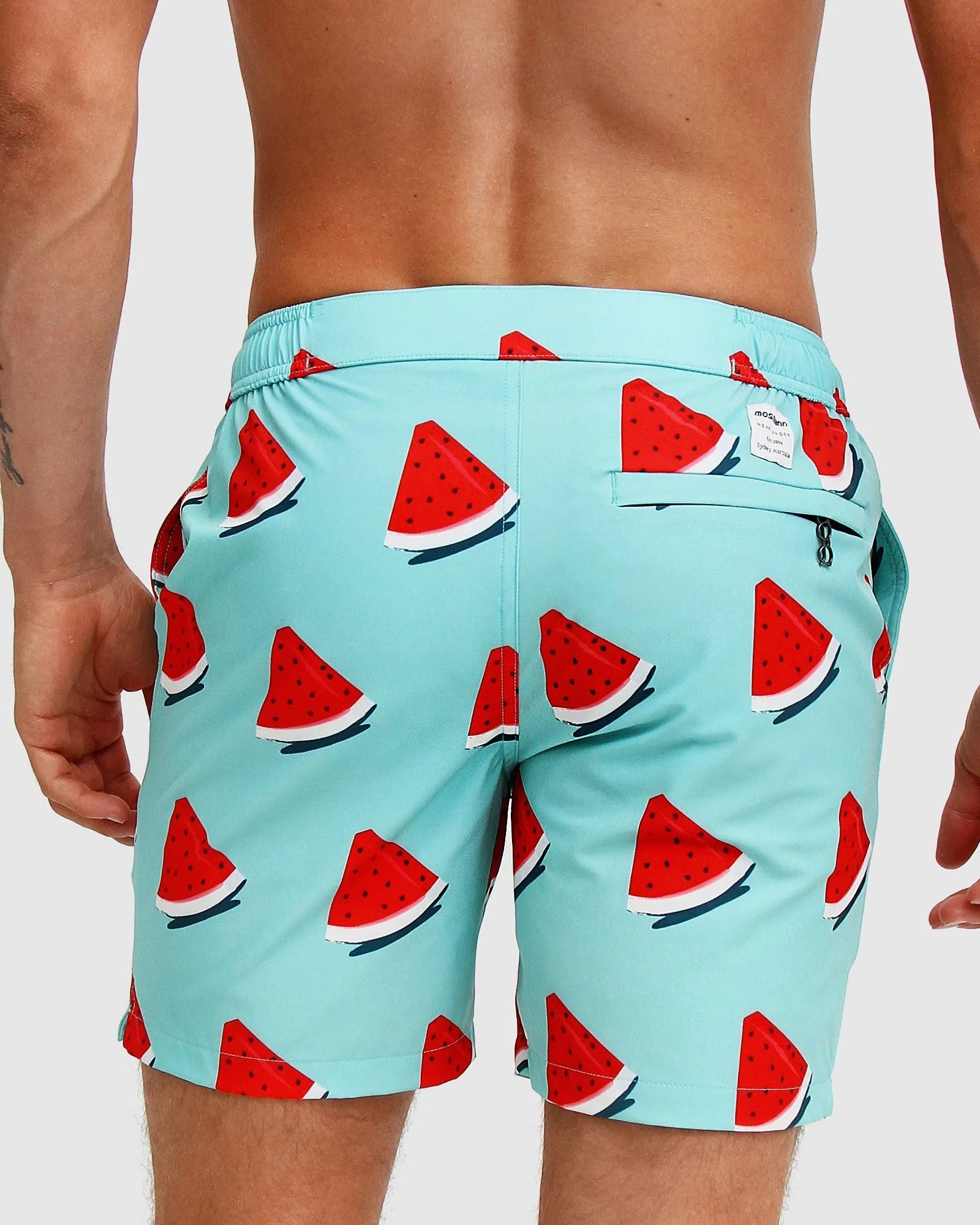 Fine Mesh Blue watermelon Print Men's Swim Short