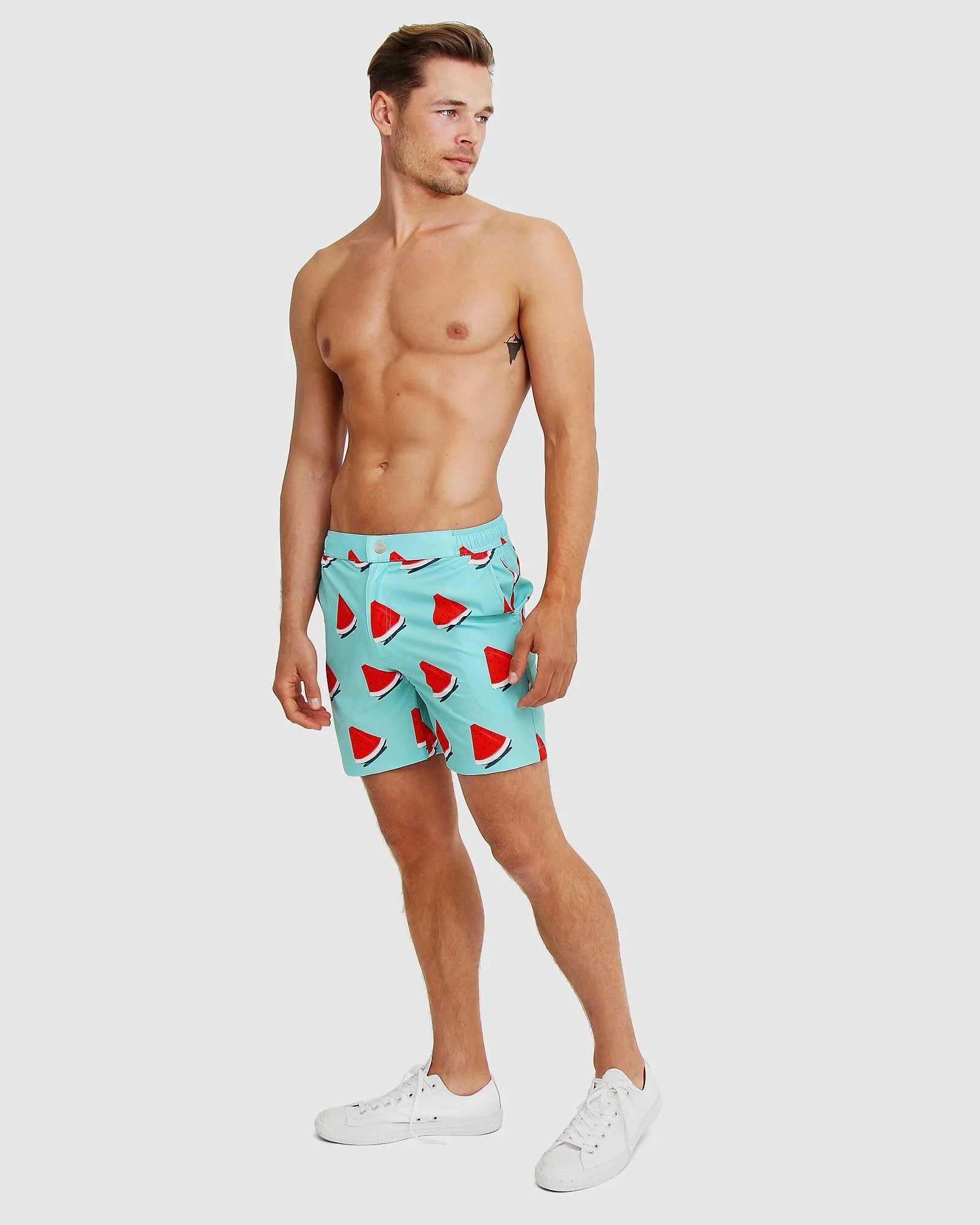 Quick Dry Blue watermelon Print Men's Swim Short
