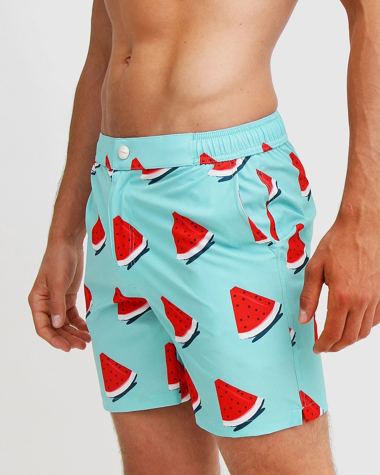 Side Pocket Blue watermelon Print Men's Swim Short