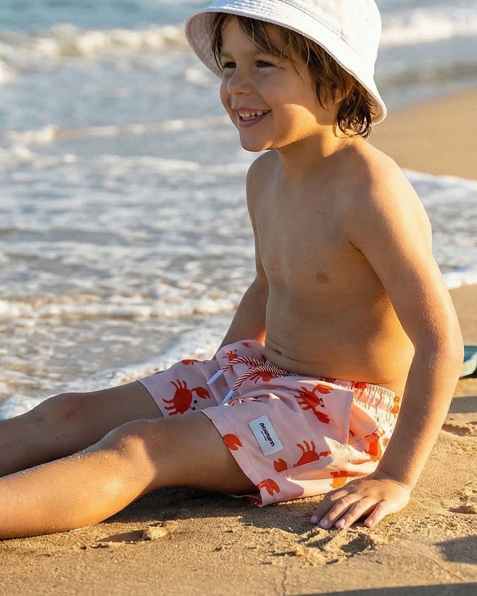 Crab Print Boys Swim Shorts | Mosmann Australia