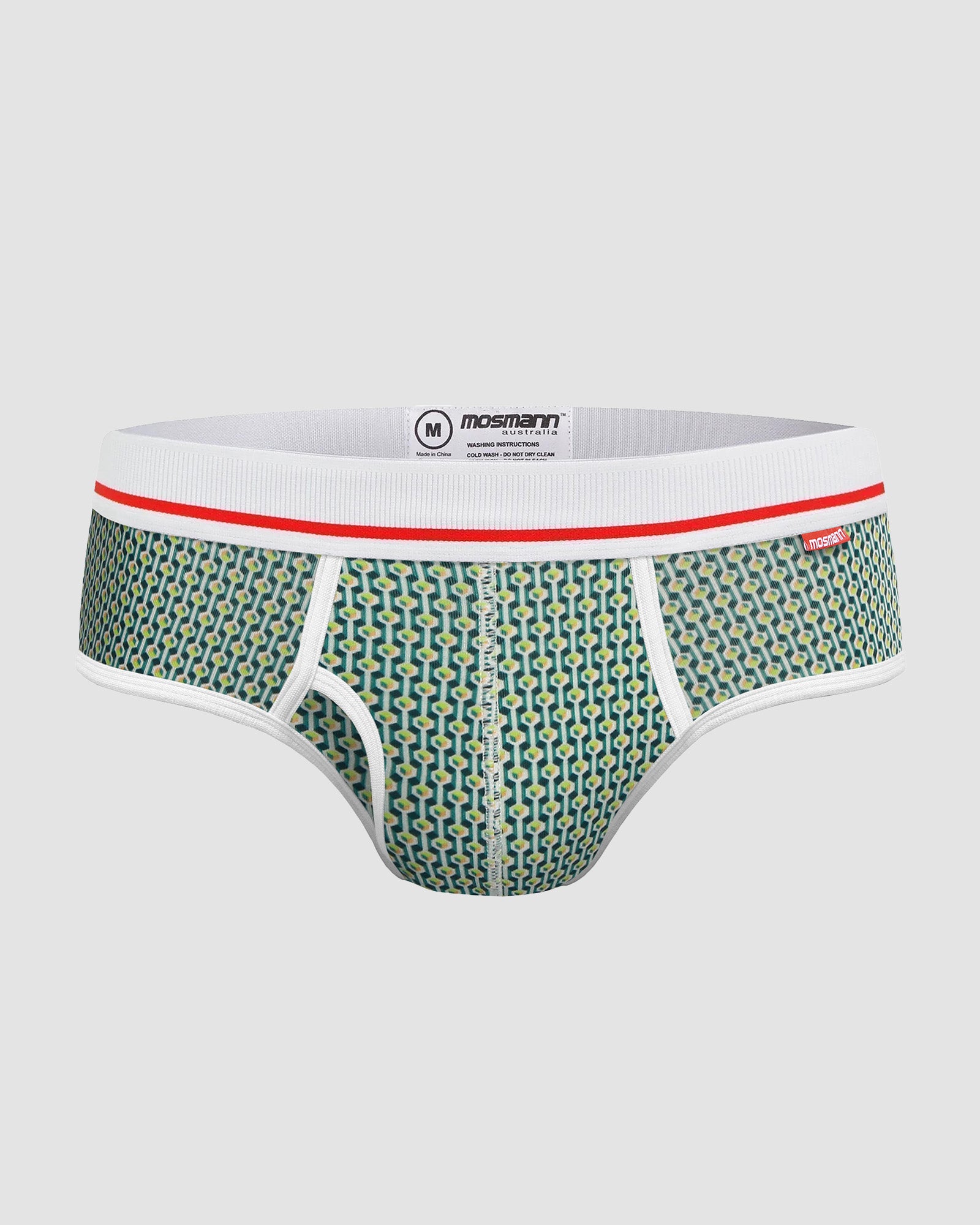 Mens Bamboo Brief - Green Geo