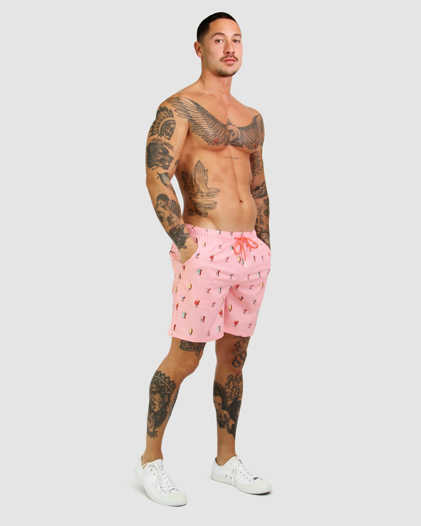 Cocktail Print Orange men's Summer Shorts