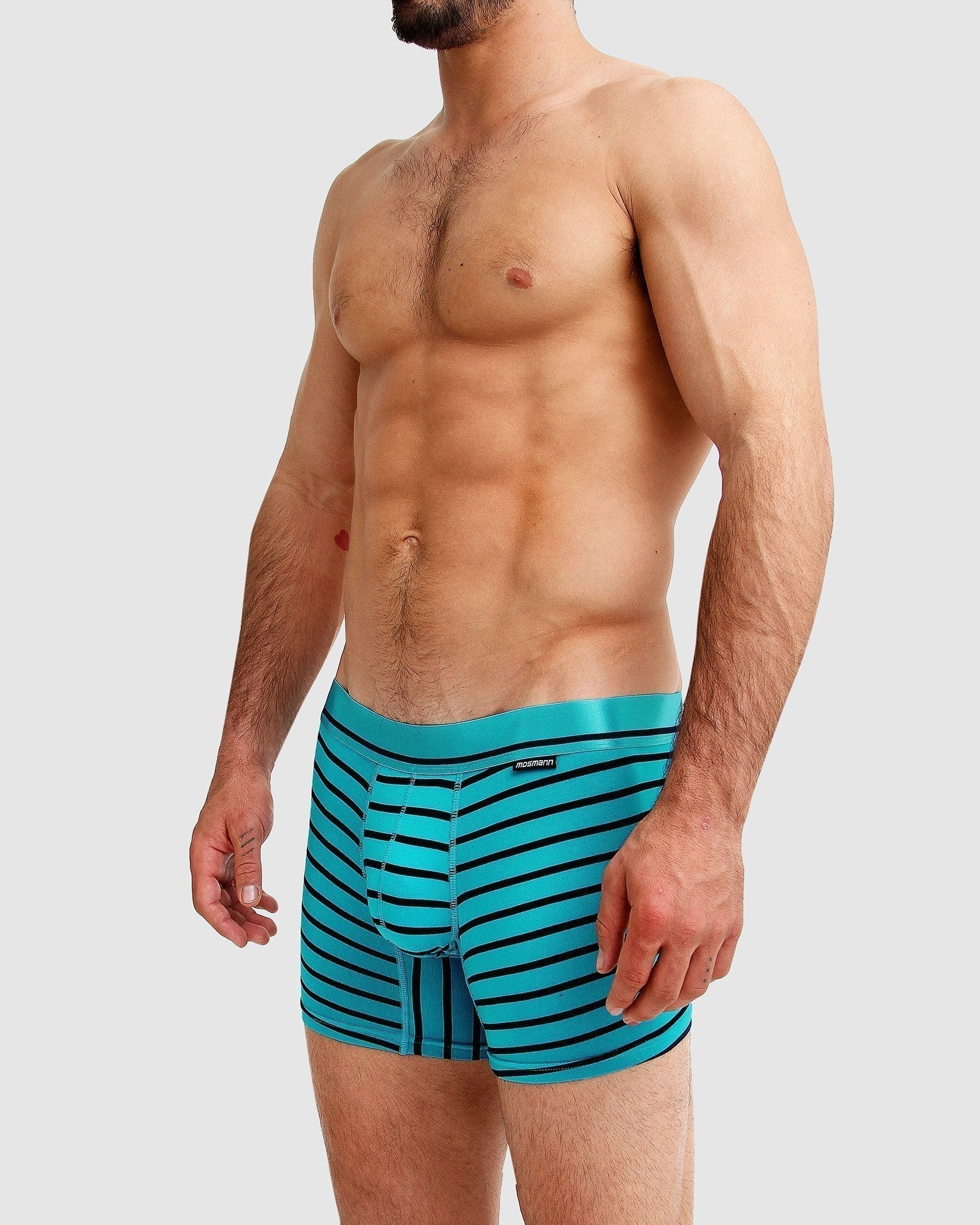 Green navy striped men's Trunk