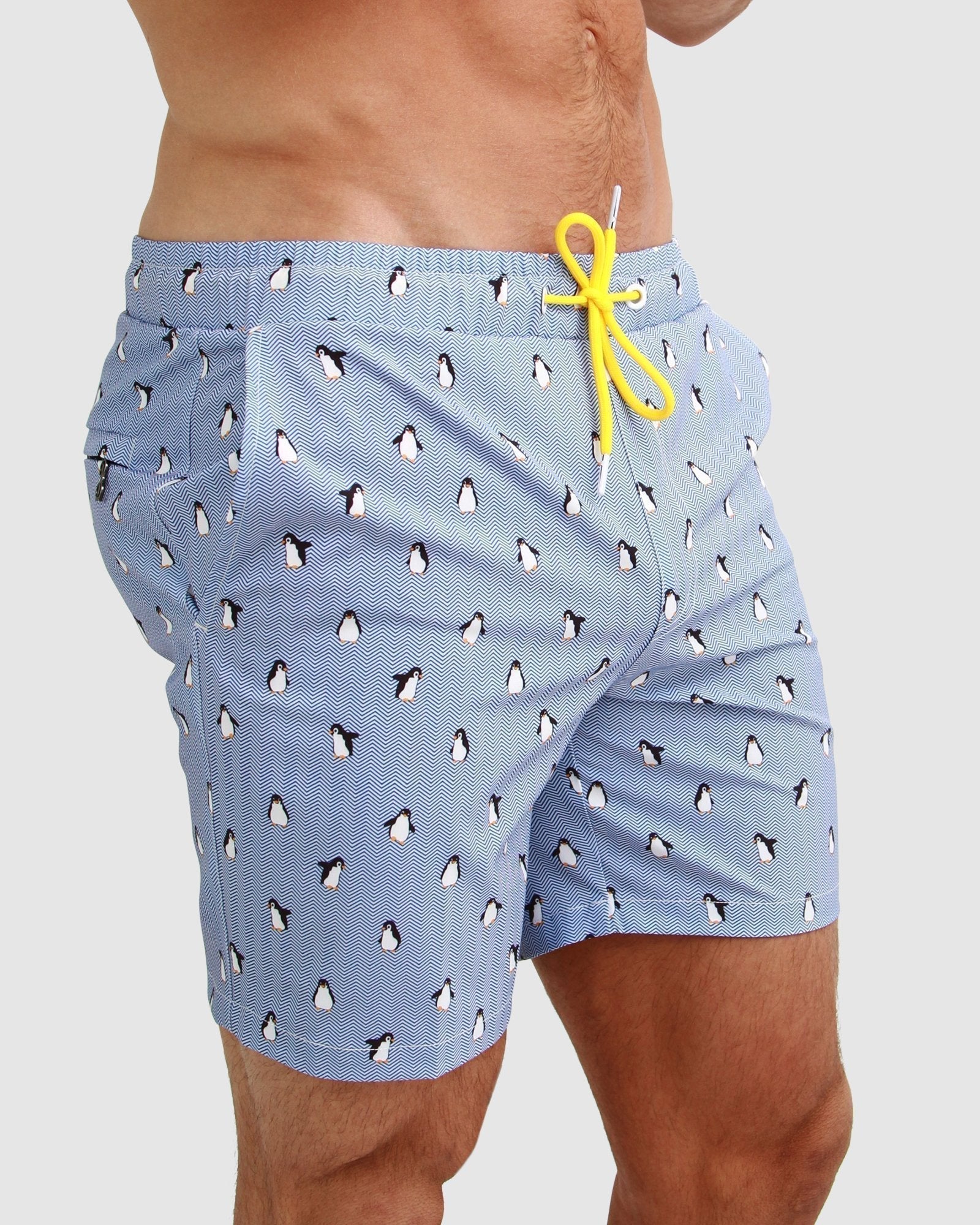 Yellow Draw cord blue white men's Summer Short 