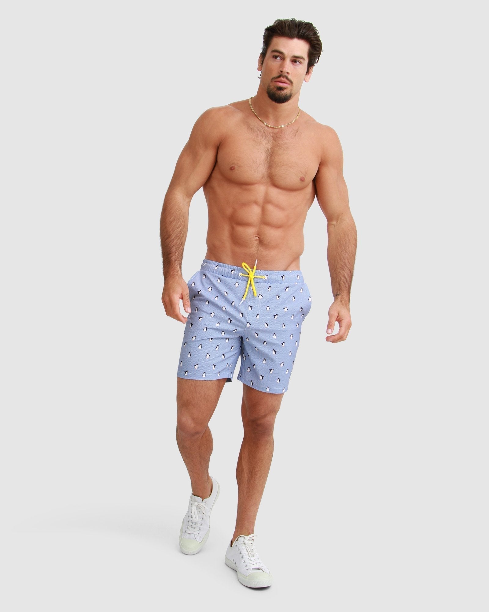Penguin Print Blue Men's Summer Shorts