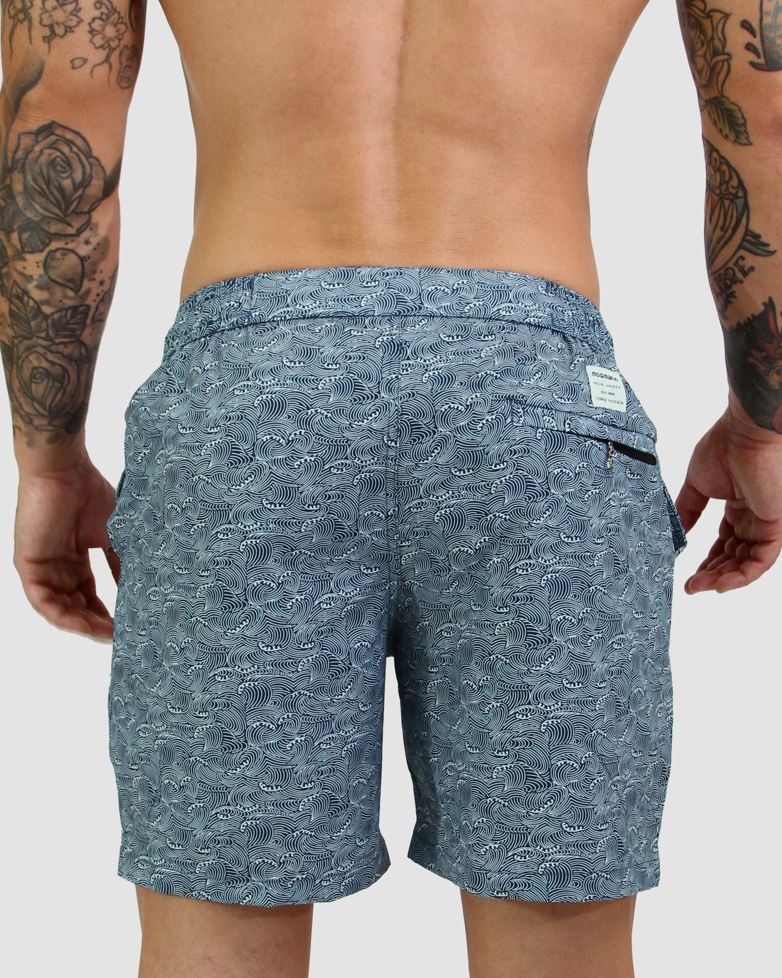 Wave Print Blue Men's Summer Shorts