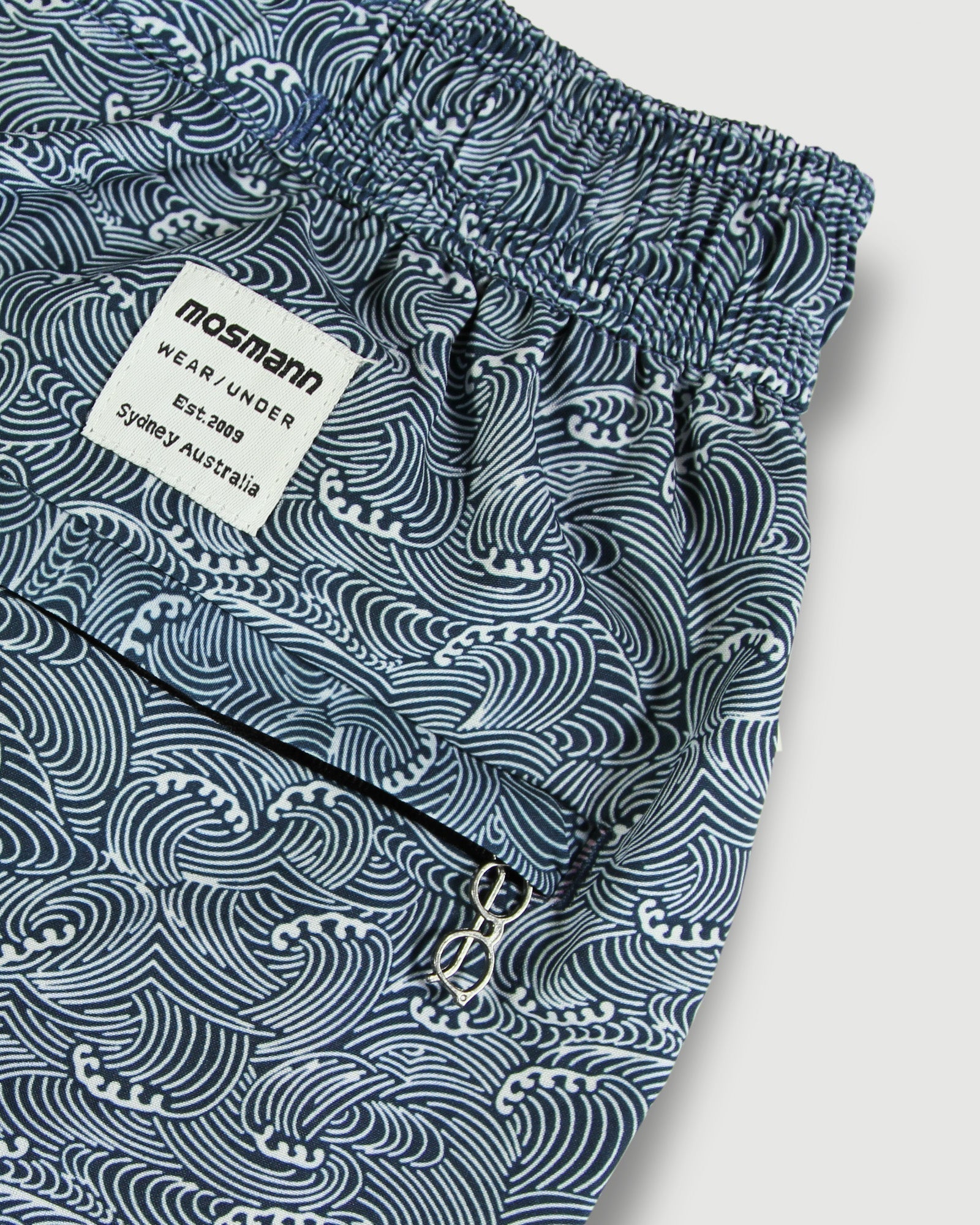 Back zipper pocket Blue Men's wave shorts