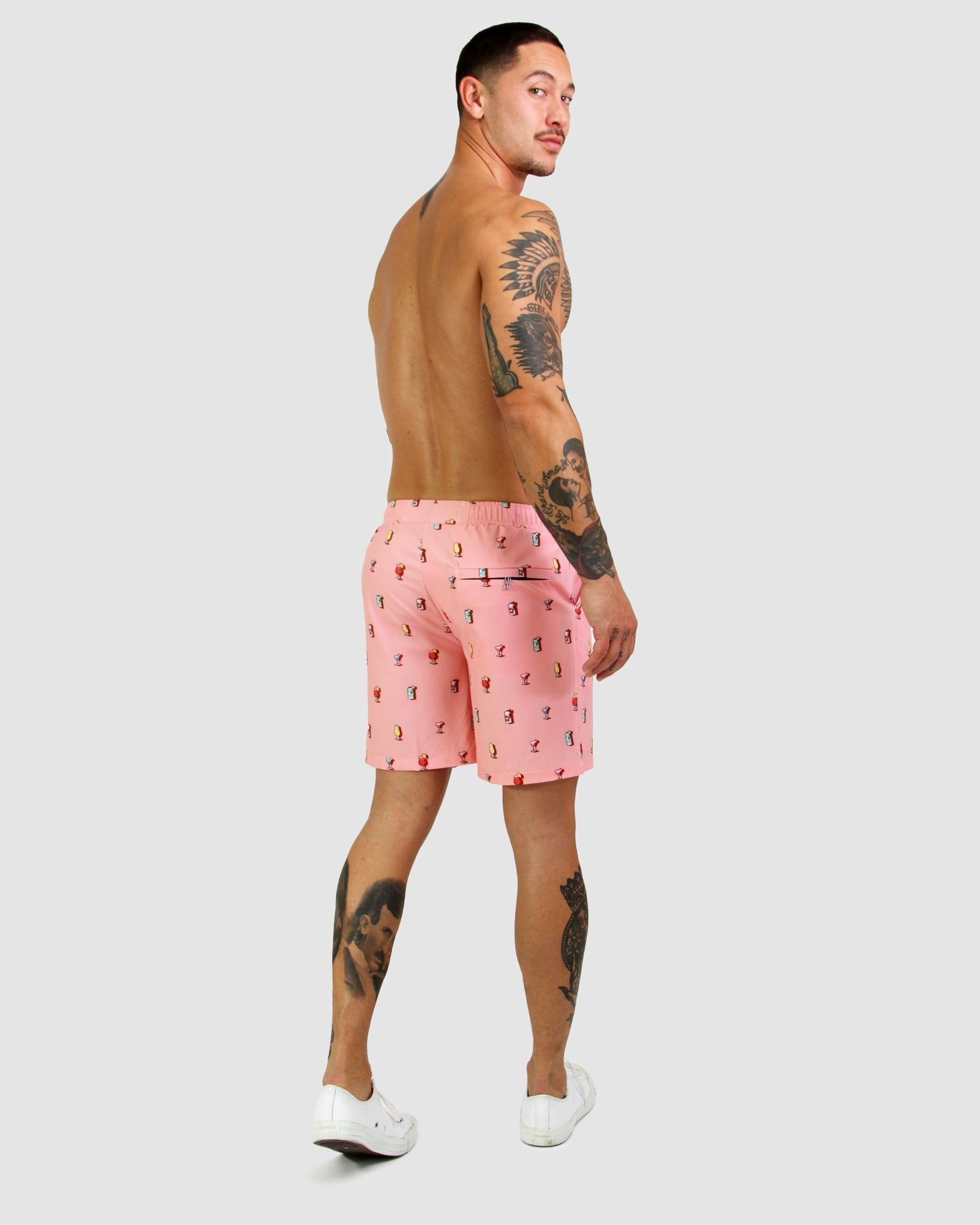 Cocktail Print light Red Men's resort Shorts