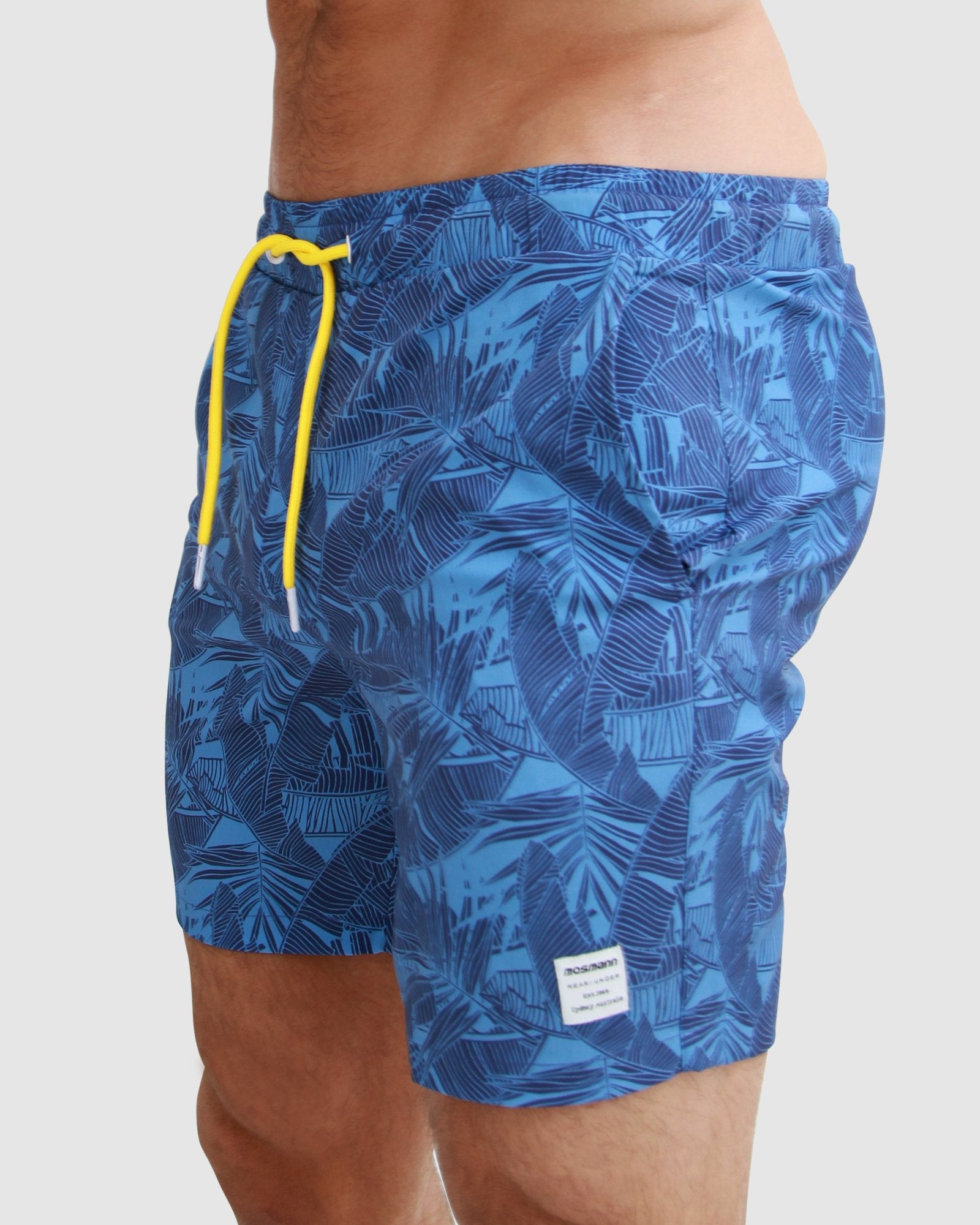 side pocket blue Men's Swim short Tropical Print